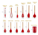Kit de 12 Utensílios de Cozinha em Silicone | Colheres e Espátulas Antiaderentes com Suporte – Livre de BPA