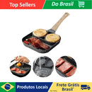 Frigideira Antiaderente com 3 Compartimentos | Para Ovos, Bacon, Carne e Hambúrguer | Panela Multifuncional para Fogão a Gás