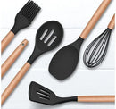 Kit de 12 Utensílios de Cozinha em Silicone | Colheres e Espátulas Antiaderentes com Suporte – Livre de BPA