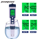 Medidor Digital 5 em 1 JUANJUAN – pH, Temperatura, TDS, EC e Salinidade com Calibração Automática à Prova d’Água