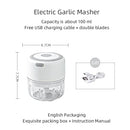 Mini Picador de Alho e Vegetais Elétrico KEMORELA | Moedor de Carne, Triturador de Alho e Gengibre USB | Ferramenta de Cozinha Compacta