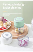 Mini Picador de Alho e Vegetais Elétrico KEMORELA | Moedor de Carne, Triturador de Alho e Gengibre USB | Ferramenta de Cozinha Compacta