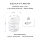 Mini Picador de Alho e Vegetais Elétrico KEMORELA | Moedor de Carne, Triturador de Alho e Gengibre USB | Ferramenta de Cozinha Compacta
