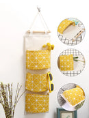 Bolsa de Armazenamento de Parede com 3 Bolsos | Organizador de Algodão e Linho para Casa, Quarto, Sala e Cozinha