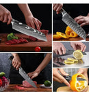 Faca de Cozinha Laser Damascus InLeung | Cutelo, Chef, Carne, Frutas e Pão | Faca Multifuncional para Barbecue e Preparos Domésticos