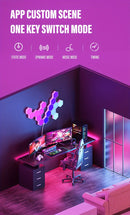 Lâmpada de Parede Hexagonal Inteligente RGB – Luz Noturna Ambiente com Ritmo Musical e Controle por App