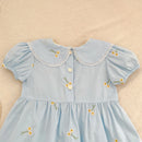 Vestido Infantil Princesa Floral com Bordado – Algodão, 1 a 6 Anos – Modelo Europeu
