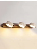 Luminária de Parede LED de Pedra Calcária Natural | Espelho de Vaidade Dupla Face Rotativo | Aplique Decorativo para Quarto e Banheiro