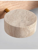 Luminária de Parede LED de Pedra Calcária Natural | Espelho de Vaidade Dupla Face Rotativo | Aplique Decorativo para Quarto e Banheiro