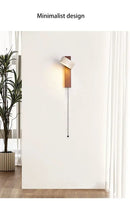 Luminária de Parede LED de Pedra Calcária Natural | Espelho de Vaidade Dupla Face Rotativo | Aplique Decorativo para Quarto e Banheiro