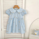 Vestido Infantil Princesa Floral com Bordado – Algodão, 1 a 6 Anos – Modelo Europeu