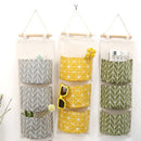 Bolsa de Armazenamento de Parede com 3 Bolsos | Organizador de Algodão e Linho para Casa, Quarto, Sala e Cozinha
