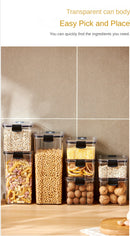 Caixa de Armazenamento de Alimentos Selada | Pote de Plástico com Tampa para Cereais, Doces e Grãos | Organizador de Cozinha e Geladeira