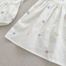 Vestido Infantil Princesa Floral com Bordado – Algodão, 1 a 6 Anos – Modelo Europeu