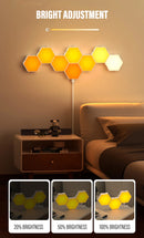 Lâmpada de Parede Hexagonal Inteligente RGB – Luz Noturna Ambiente com Ritmo Musical e Controle por App