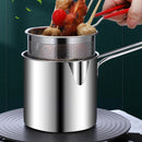 Conjunto de Frigideiras Japonesas de Aço Inoxidável 304 | Fritadeira Profunda Econômica em Óleo com Cesto para Tempurá, Frango e Batatas