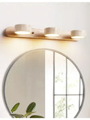 Luminária de Parede LED de Pedra Calcária Natural | Espelho de Vaidade Dupla Face Rotativo | Aplique Decorativo para Quarto e Banheiro