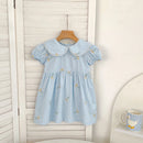 Vestido Infantil Princesa Floral com Bordado – Algodão, 1 a 6 Anos – Modelo Europeu