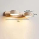 Luminária de Parede LED de Pedra Calcária Natural | Espelho de Vaidade Dupla Face Rotativo | Aplique Decorativo para Quarto e Banheiro