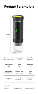 Máquina de Café Espresso Elétrica Portátil Wireless DENOKIN | 3 em 1 para Cápsulas, Pó e Viagem | Para Carro, Casa e Camping