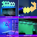 Lâmpada de Parede Hexagonal Inteligente RGB – Luz Noturna Ambiente com Ritmo Musical e Controle por App