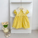 Vestido Infantil Princesa Floral com Bordado – Algodão, 1 a 6 Anos – Modelo Europeu