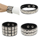 Pulseira Gótica Punk 2025 em Couro PU com 3 Fileiras de Spikes e Correntes | Acessório Unissex