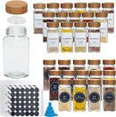 Conjunto de 13 Frascos de Especiarias de Vidro TCJJ | Potes de 4oz com Tampas de Bambu | Organizador de Temperos e Especiarias