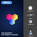 Lâmpada de Parede Hexagonal Inteligente RGB – Luz Noturna Ambiente com Ritmo Musical e Controle por App