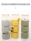 Bolsa de Armazenamento de Parede com 3 Bolsos | Organizador de Algodão e Linho para Casa, Quarto, Sala e Cozinha