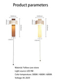 Luminária de Parede LED de Pedra Calcária Natural | Espelho de Vaidade Dupla Face Rotativo | Aplique Decorativo para Quarto e Banheiro