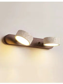 Luminária de Parede LED de Pedra Calcária Natural | Espelho de Vaidade Dupla Face Rotativo | Aplique Decorativo para Quarto e Banheiro
