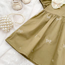 Vestido Infantil Princesa Floral com Bordado – Algodão, 1 a 6 Anos – Modelo Europeu