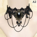 Gargantilha Gótica Feminina com Cristal e Renda – Colar Vintage Vitoriano Steampunk
