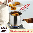 Conjunto de Frigideiras Japonesas de Aço Inoxidável 304 | Fritadeira Profunda Econômica em Óleo com Cesto para Tempurá, Frango e Batatas