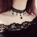 Gargantilha Gótica Feminina com Cristal e Renda – Colar Vintage Vitoriano Steampunk