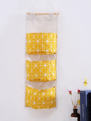 Bolsa de Armazenamento de Parede com 3 Bolsos | Organizador de Algodão e Linho para Casa, Quarto, Sala e Cozinha