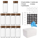 Conjunto de 13 Frascos de Especiarias de Vidro TCJJ | Potes de 4oz com Tampas de Bambu | Organizador de Temperos e Especiarias