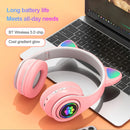 Fones de Ouvido VAKIND – Sem Fio Bluetooth com Luz LED em Formato de Orelhas de Gato, Microfone e Controle, Over-Ear para Crianças e Adolescentes