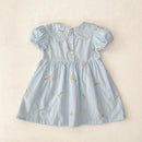 Vestido Infantil Princesa Floral com Bordado – Algodão, 1 a 6 Anos – Modelo Europeu