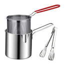 Conjunto de Frigideiras Japonesas de Aço Inoxidável 304 | Fritadeira Profunda Econômica em Óleo com Cesto para Tempurá, Frango e Batatas