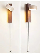 Luminária de Parede LED de Pedra Calcária Natural | Espelho de Vaidade Dupla Face Rotativo | Aplique Decorativo para Quarto e Banheiro