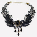 Gargantilha Gótica Feminina com Cristal e Renda – Colar Vintage Vitoriano Steampunk