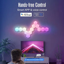 Lâmpada de Parede Hexagonal Inteligente RGB – Luz Noturna Ambiente com Ritmo Musical e Controle por App