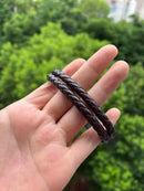 Pulseira Masculina de Couro Trançado com Aço Inoxidável – Estilo Moderno