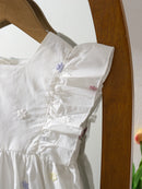 Vestido Infantil Princesa Floral com Bordado – Algodão, 1 a 6 Anos – Modelo Europeu