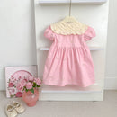 Vestido Infantil Princesa Floral com Bordado – Algodão, 1 a 6 Anos – Modelo Europeu