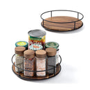 Rack Giratório de Condimentos para Cozinha | Suporte de Madeira para Óleo, Sal, Molho e Vinagre | Armazenamento Rotativo Sob Armário ou Bancada