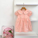 Vestido Infantil Princesa Floral com Bordado – Algodão, 1 a 6 Anos – Modelo Europeu