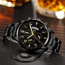 Relógio Masculino de Luxo YOLAKO – Pulseira de Aço com Calendário